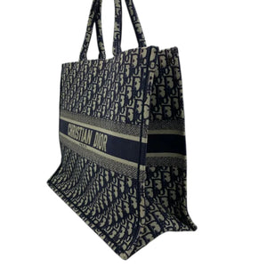 Book Tote Large Oblique Canvas Navy Multicolor