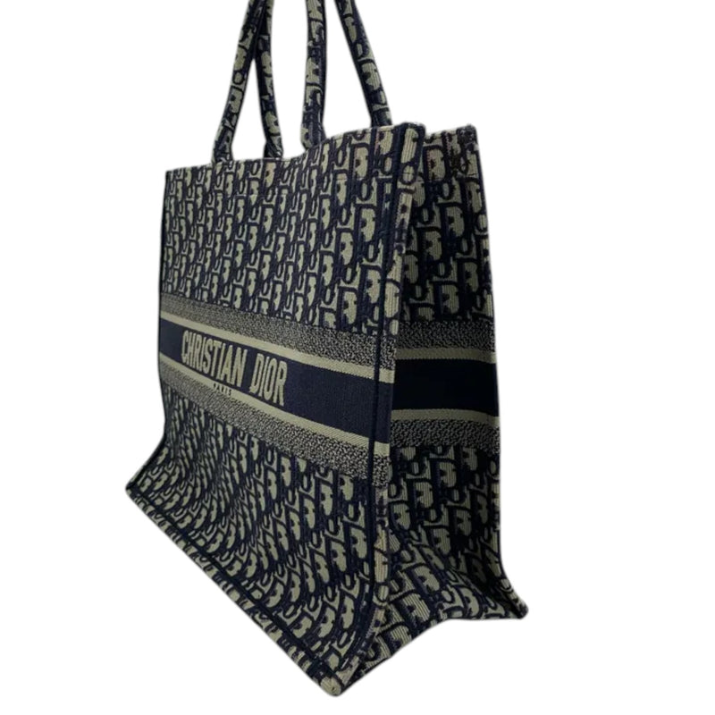Book Tote Large Oblique Canvas Navy Multicolor