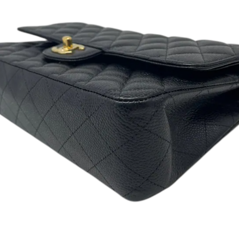 Classic Double Flap Medium Caviar Black GHW