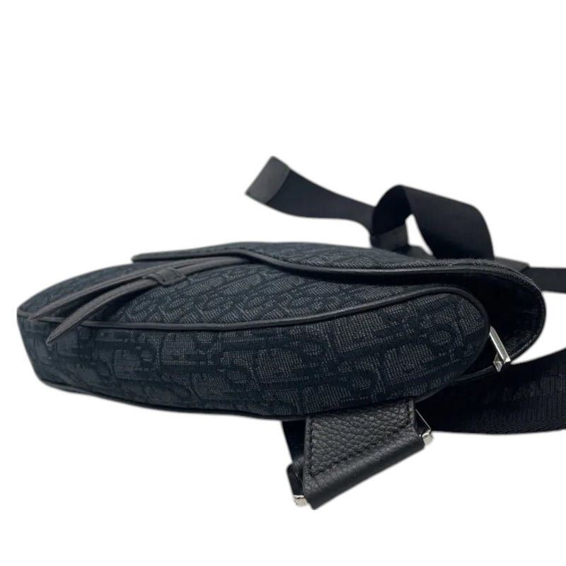 Mens Saddle Bag Oblique Canvas Black SHW