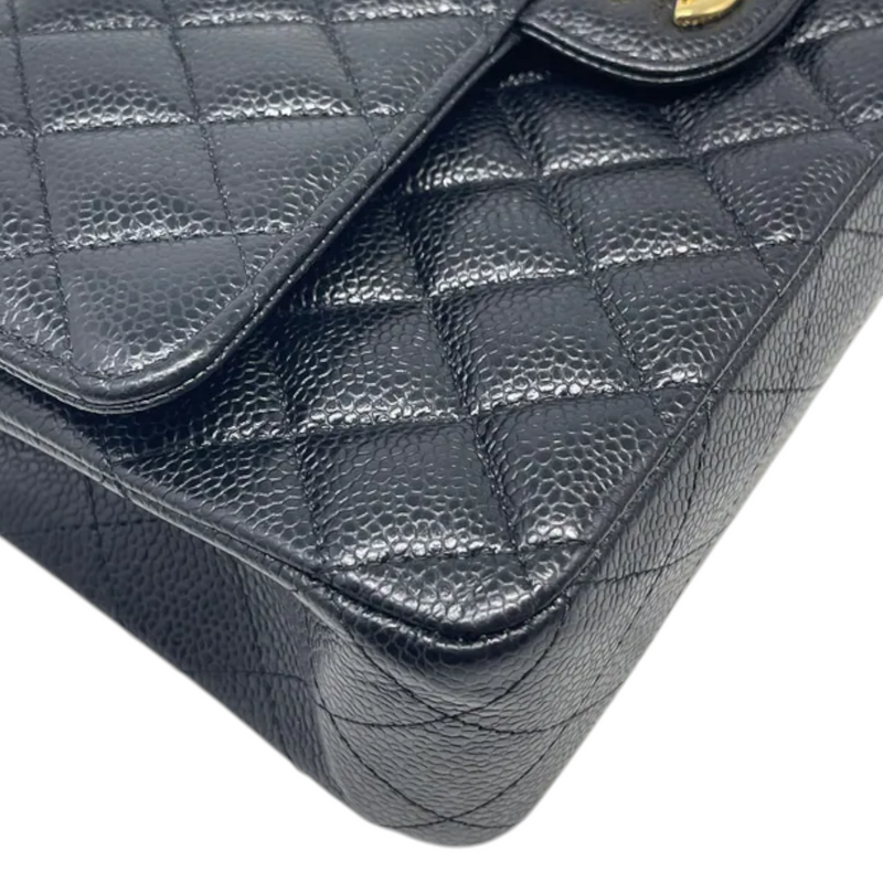 Classic Double Flap Medium Caviar Black GHW