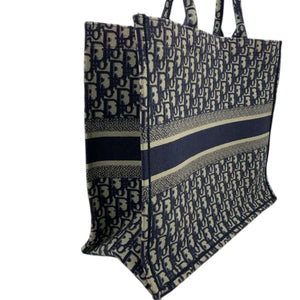 Book Tote Large Oblique Canvas Navy Multicolor