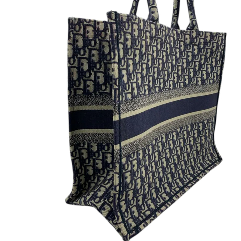 Book Tote Large Oblique Canvas Navy Multicolor