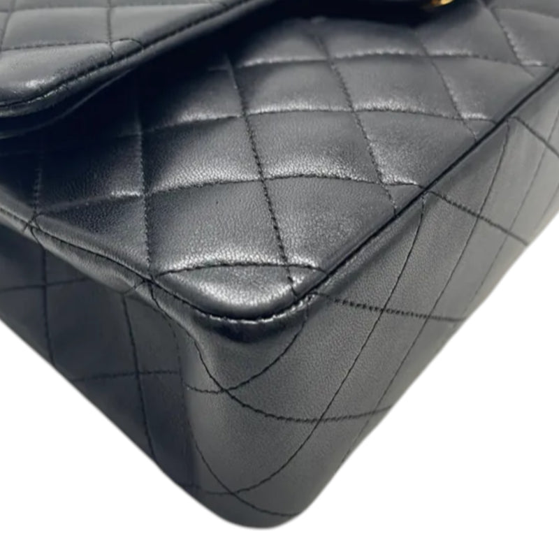 Classic Double Flap Medium Lambskin Quilted Black GHW