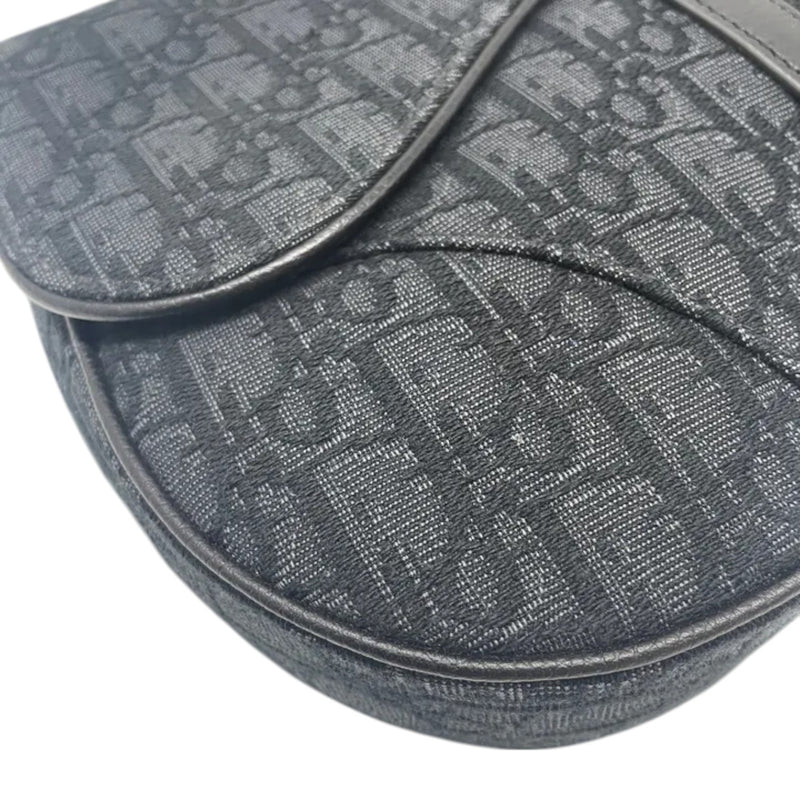 Mens Saddle Bag Oblique Canvas Black SHW