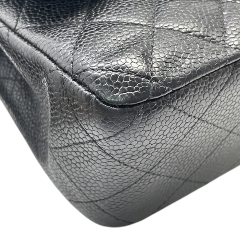 Classis Double Flap Medium Caviar Quilted Black SHW