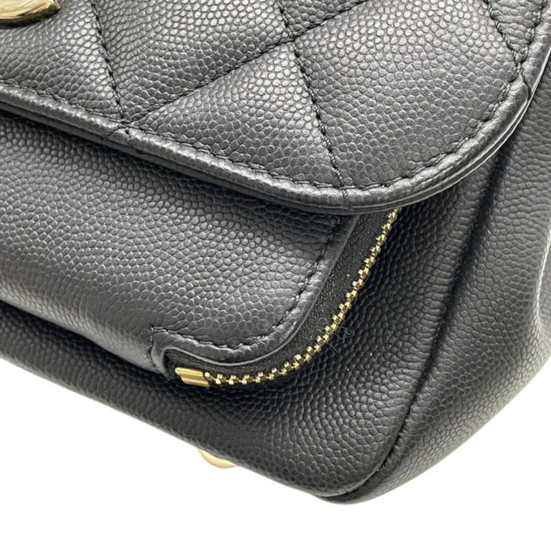 Business Affinity Flap Small Caviar Quilted Black LGHW