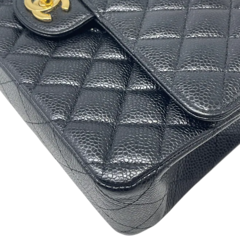 Classic Double Flap Medium Caviar Black GHW