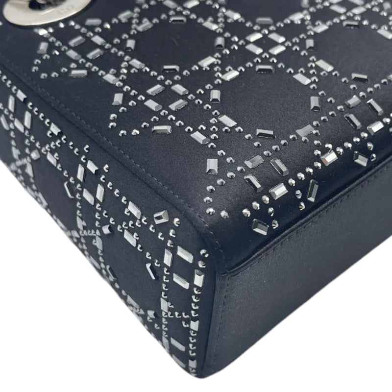 Lady Dior Mini Satin Crystal Cannage Black SHW