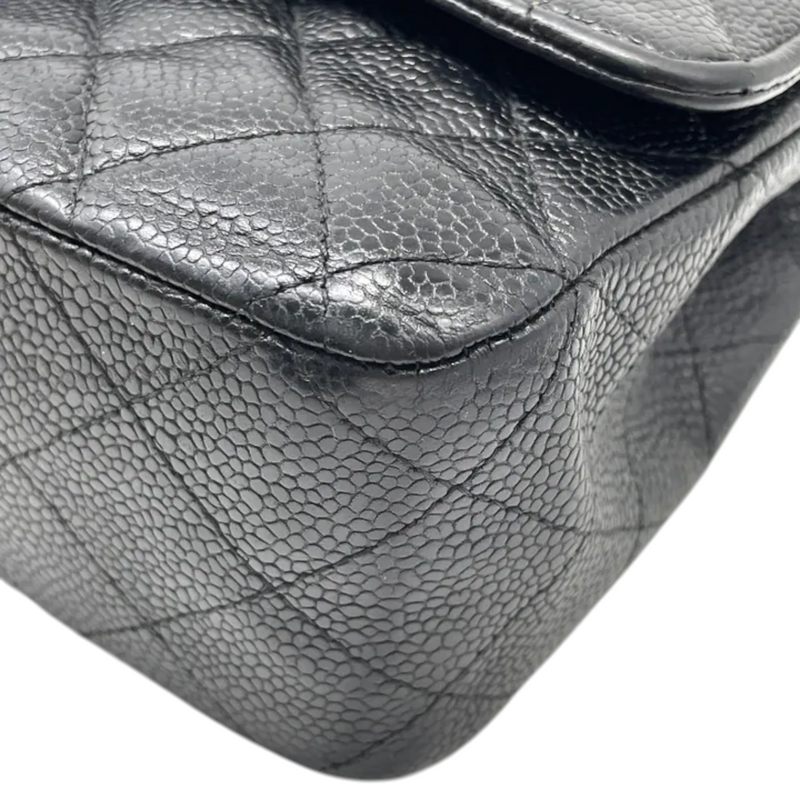 Classis Double Flap Medium Caviar Quilted Black SHW