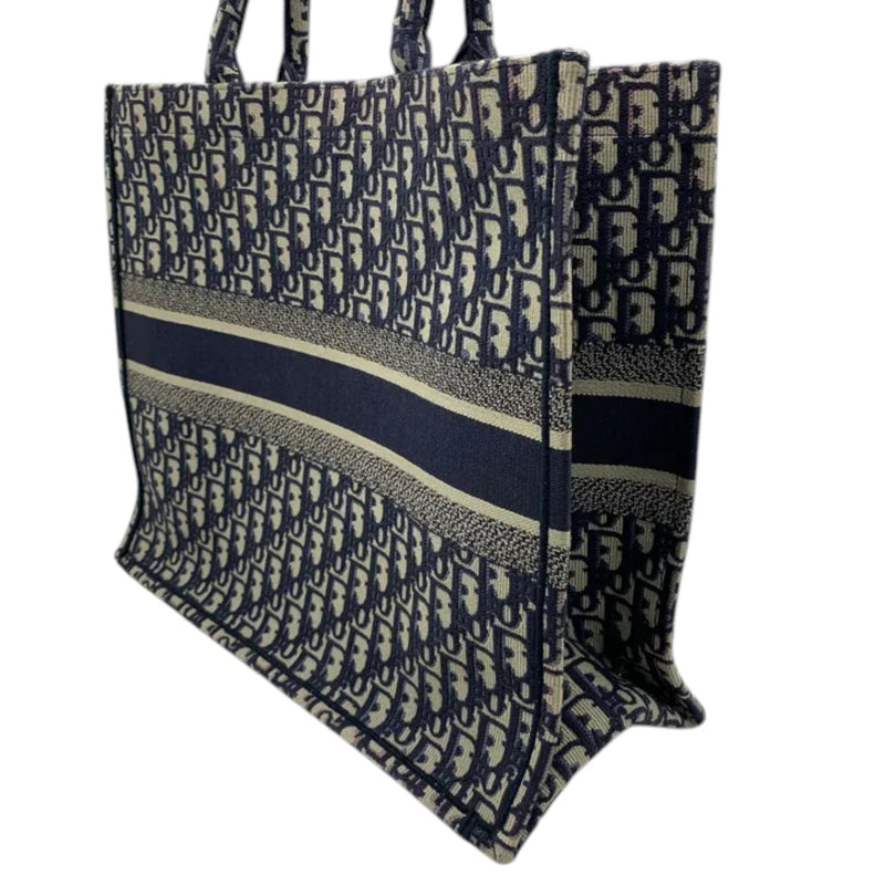 Book Tote Large Oblique Canvas Navy Multicolor