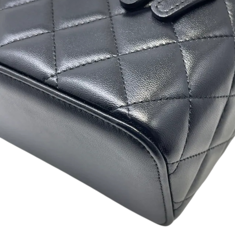 Top Handle Vanity Case Small Lambskin Black GHW