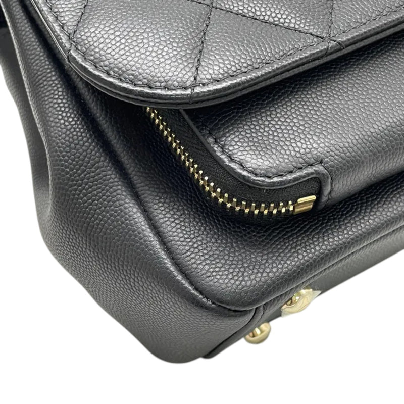 Business Affinity Flap Small Caviar Quilted Black LGHW