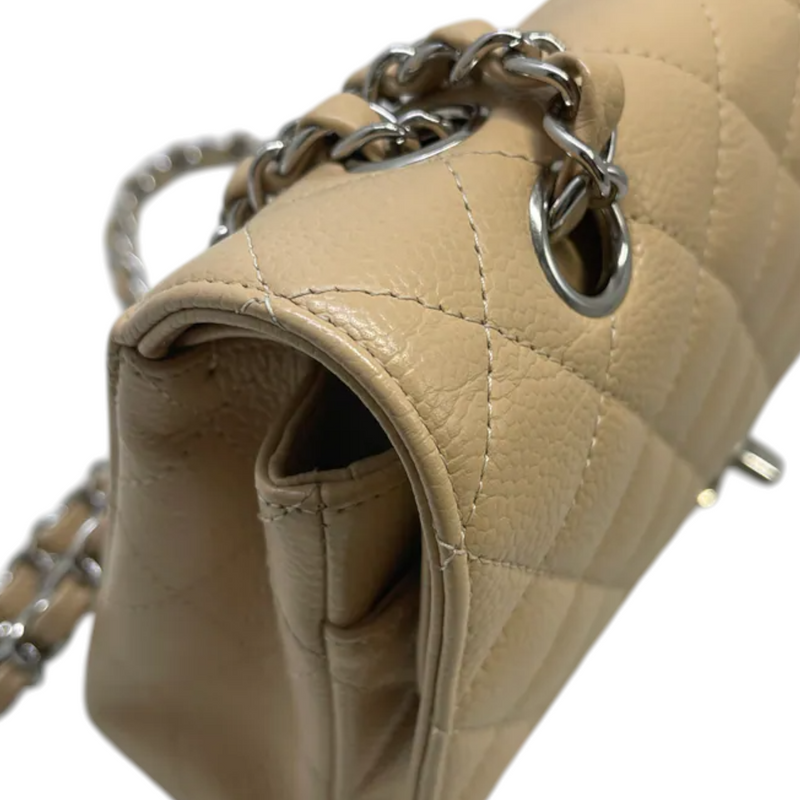 Classic Double Flap Medium Caviar Quilted Beige SHW