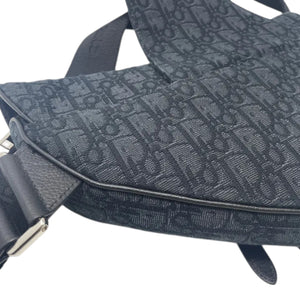 Mens Saddle Bag Oblique Canvas Black SHW
