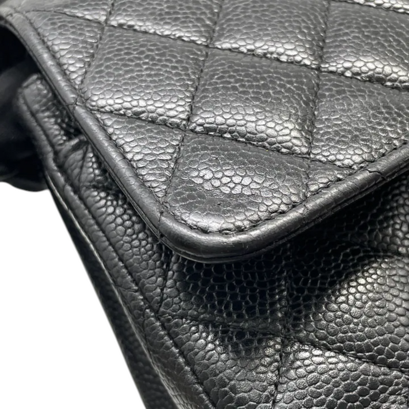 Classis Double Flap Medium Caviar Quilted Black SHW