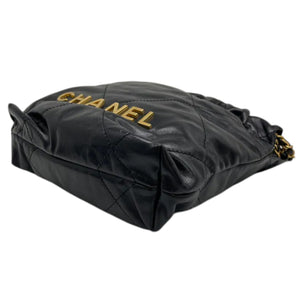 22 Mini Shiny Calfskin Quilted Black GHW