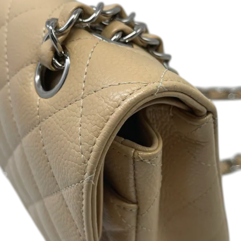 Classic Double Flap Medium Caviar Quilted Beige SHW