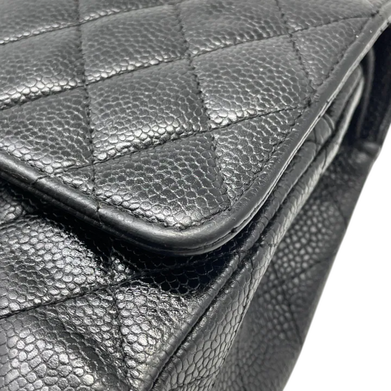 Classis Double Flap Medium Caviar Quilted Black SHW