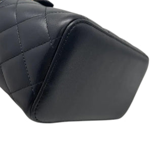 Top Handle Vanity Case Small Lambskin Black GHW