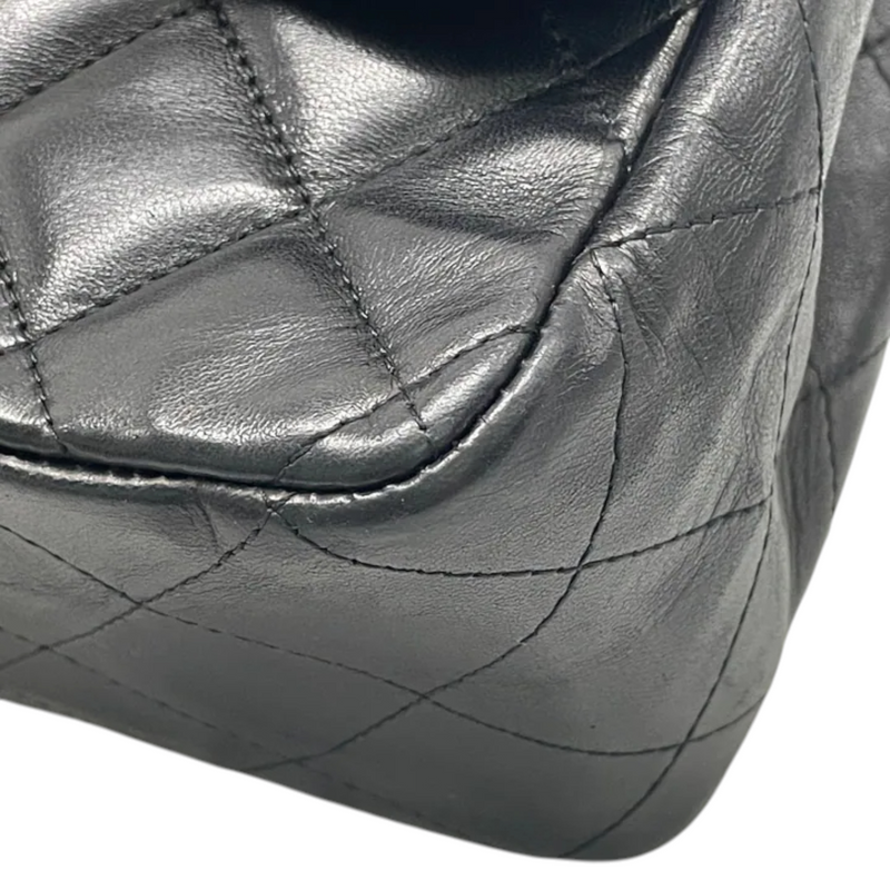 Jumbo Single Flap Lambskin Quilted Black GHW