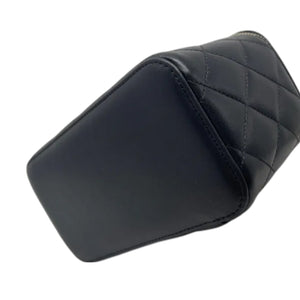 Top Handle Vanity Case Small Lambskin Black GHW