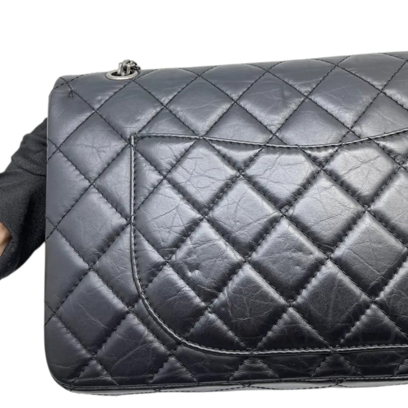 2.55 Reissue 227 Flap Aged Calfskin Quilted Black RHW