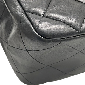 Jumbo Single Flap Lambskin Quilted Black GHW