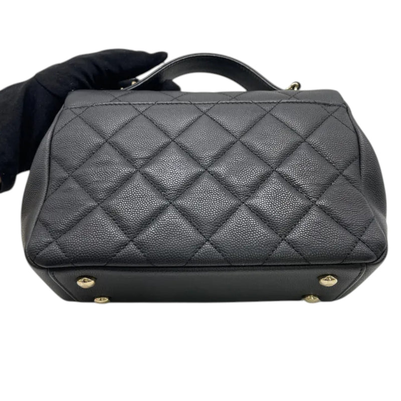 Business Affinity Flap Small Caviar Quilted Black LGHW