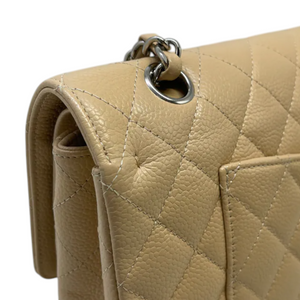 Classic Double Flap Medium Caviar Quilted Beige SHW