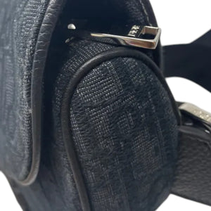Mens Saddle Bag Oblique Canvas Black SHW