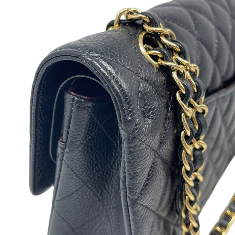 Classic Double Flap Medium Caviar Black GHW
