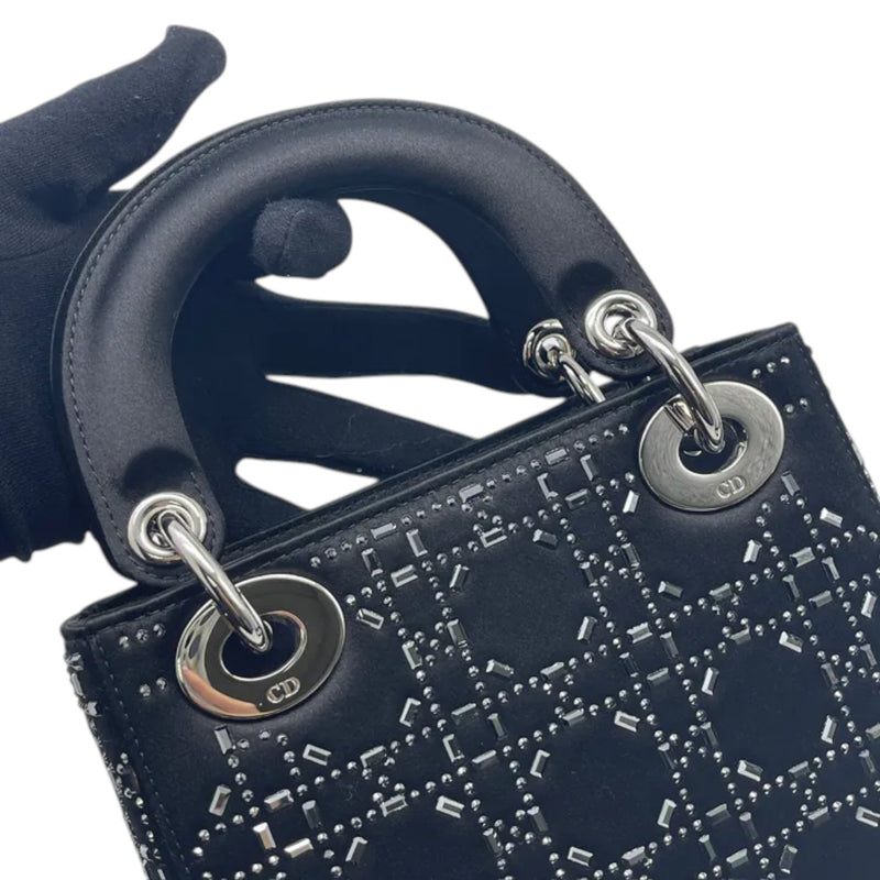 Lady Dior Mini Satin Crystal Cannage Black SHW