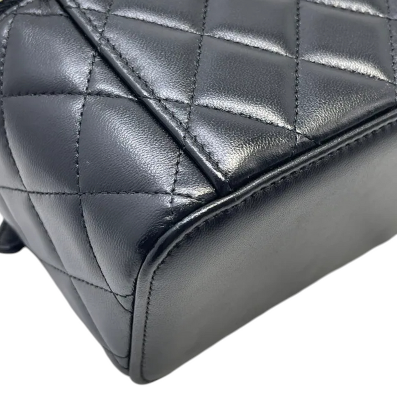 Top Handle Vanity Case Small Lambskin Black GHW