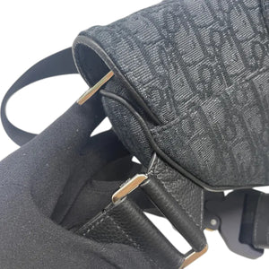 Mens Saddle Bag Oblique Canvas Black SHW