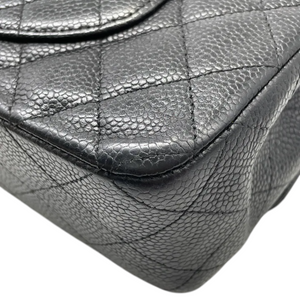 Classis Double Flap Medium Caviar Quilted Black SHW