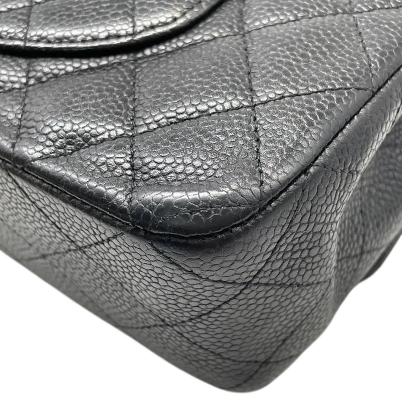 Classis Double Flap Medium Caviar Quilted Black SHW