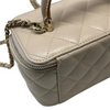 Top Handle Vanity Case With Chain Small Lambskin Ecru Beige GHW