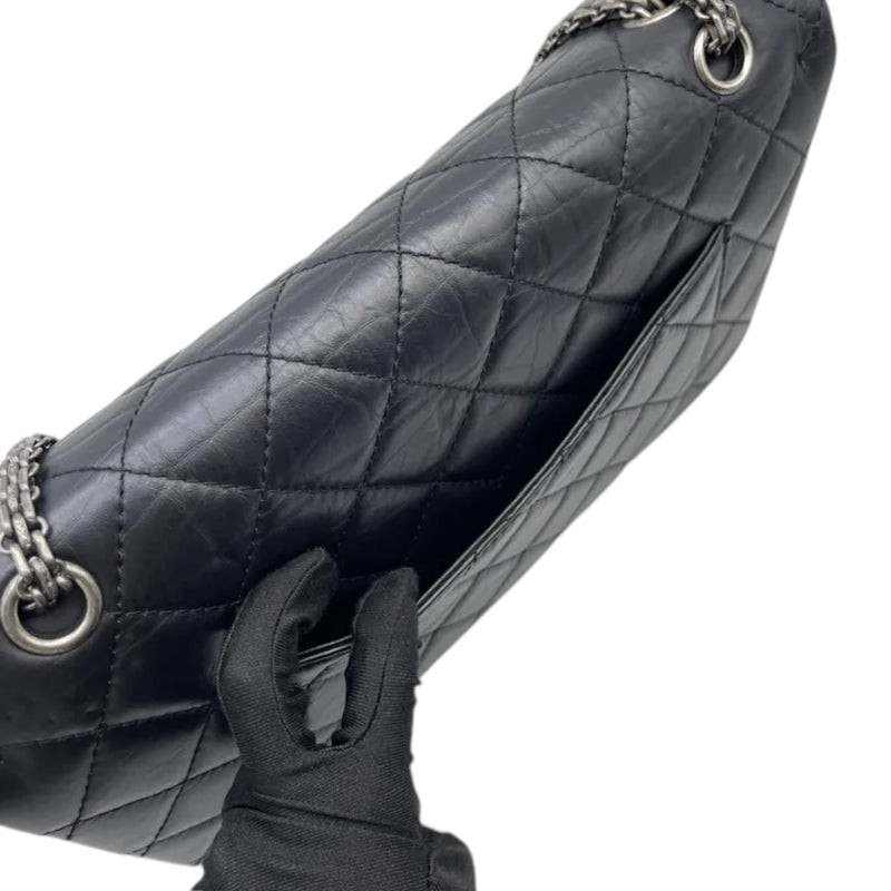 2.55 Reissue 227 Flap Aged Calfskin Quilted Black RHW