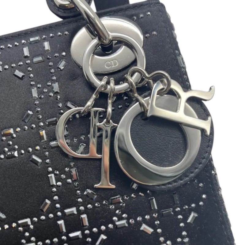 Lady Dior Mini Satin Crystal Cannage Black SHW
