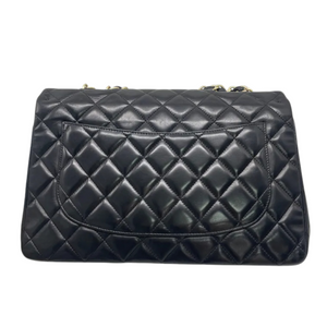 Jumbo Single Flap Lambskin Quilted Black GHW