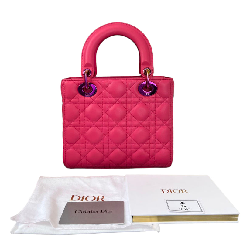 Small Lady Dior Lambskin Pink Rainbow Hardware