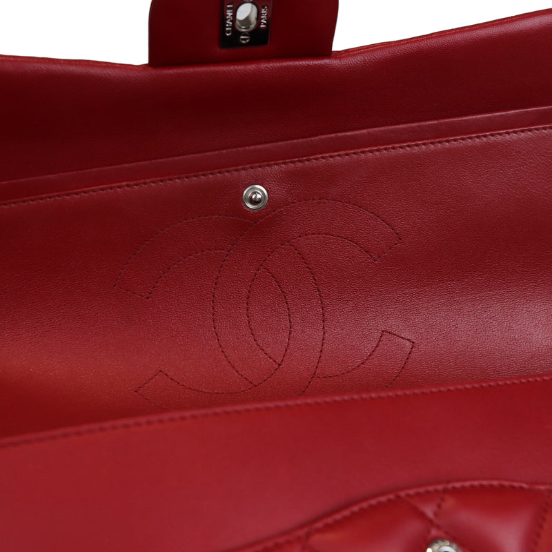 Double Flap Jumbo Lambskin Red SHW