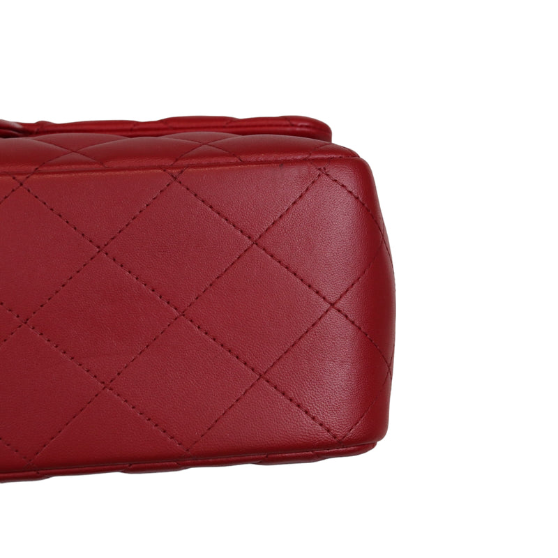 Double Flap Jumbo Lambskin Red SHW