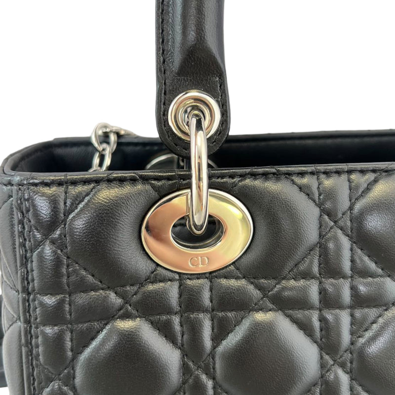 Classic Lambskin Medium Lady Dior Black SHW