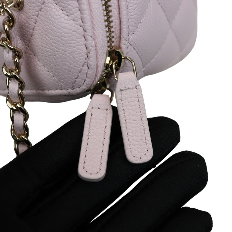 CHANEL 22P Small Vanity Case with Chain in Black Lambskin