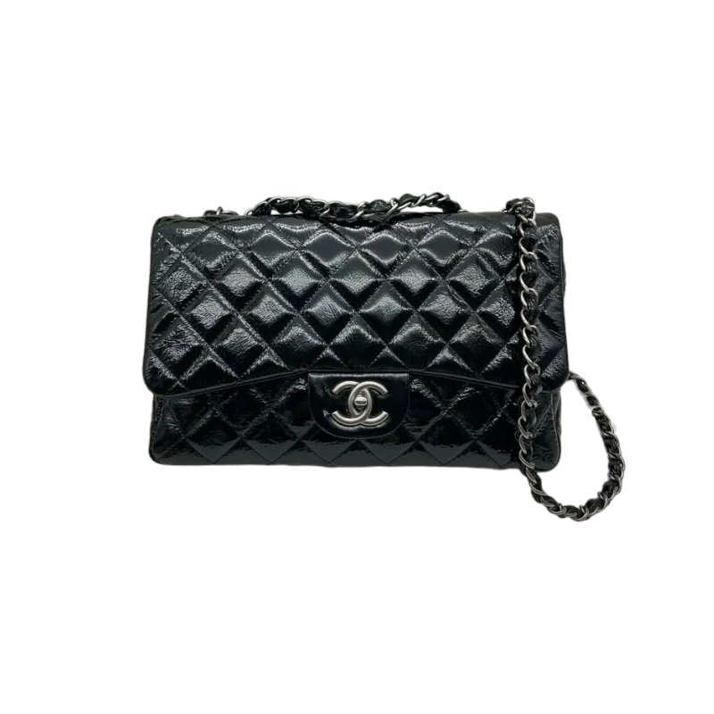 chanel black patent leather purse vintage