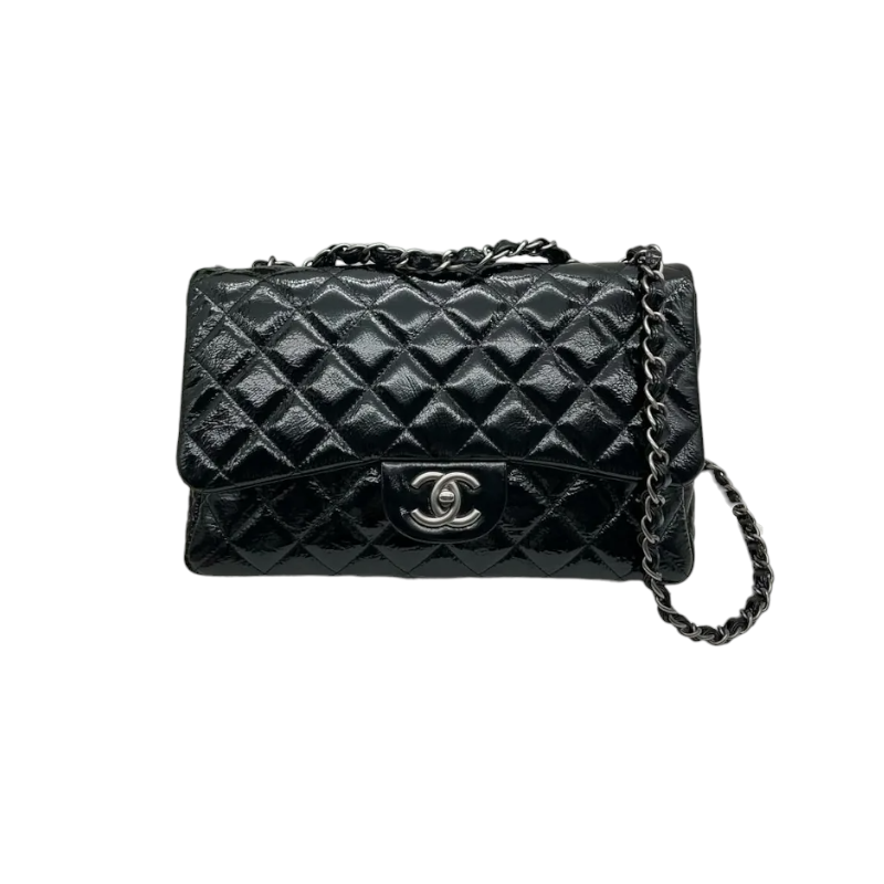 Chanel Mini Flap Bag With Heart CC Charm Black Lambskin Aged Gold