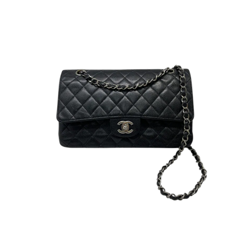 Classis Double Flap Medium Caviar Quilted Black SHW