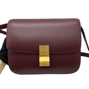 Classic Box Flap Medium Calfskin Burgundy GHW